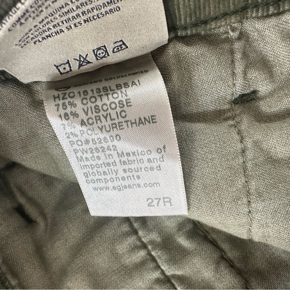 Adriano Goldschmied Green Corduroy Straight Leg Trouser Pants Womens 27 Caden - Picture 5 of 7